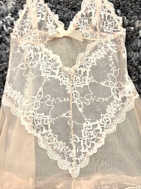 Sheer Lace Chemise Nightgown - Blush